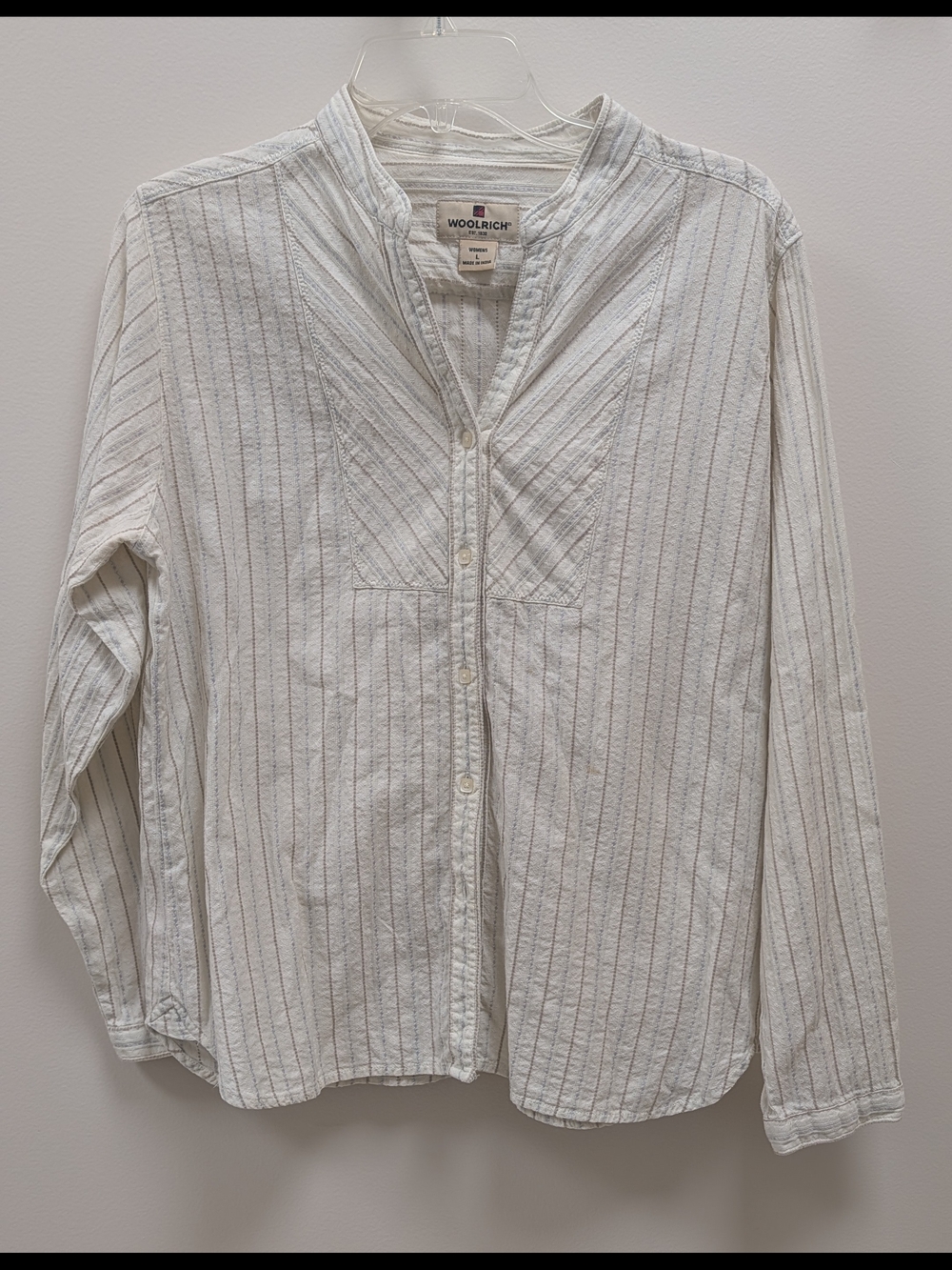 Woolrich Women's Cream Button-Front Stripe Shirt